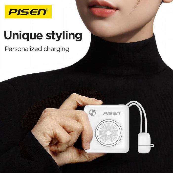 แบตเตอรี่สำรองพกพา 10000 mAh Pisen Retro Power Block 22.5 วัตต์ สี Blue