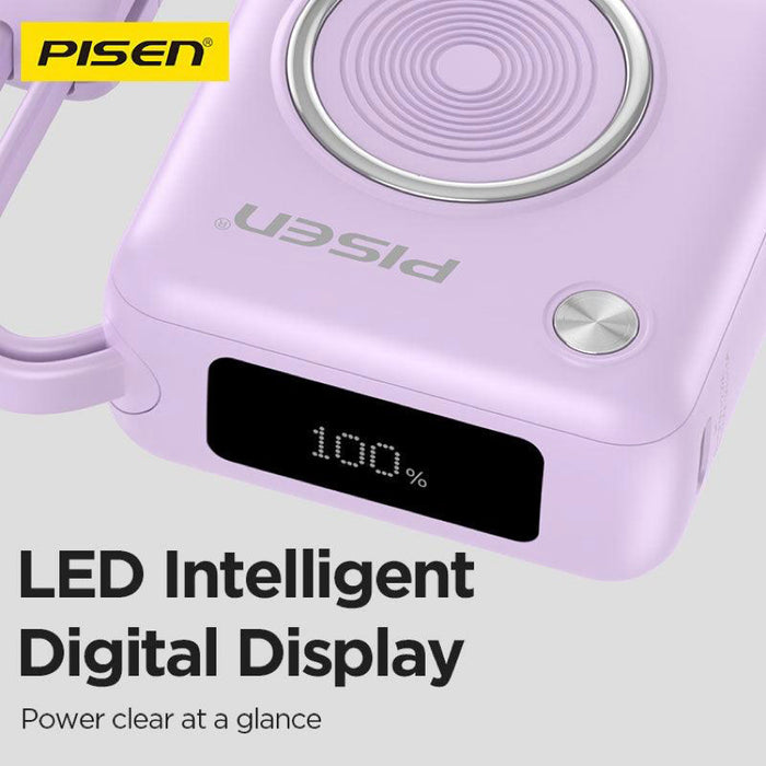 แบตเตอรี่สำรองพกพา 10000 mAh Pisen Retro Power Block 22.5 วัตต์ สี Blue
