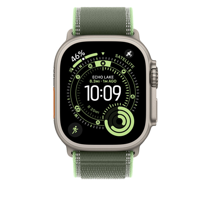 49mm Green/Neon Trail Loop – M/L - Natural Titanium Finish