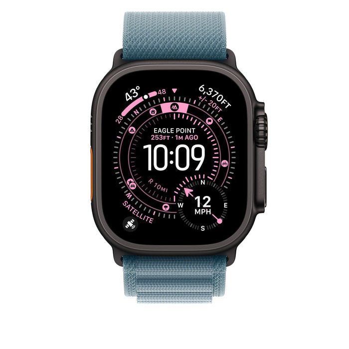 49mm Light Blue Alpine Loop - Large - Black Titanium Finish