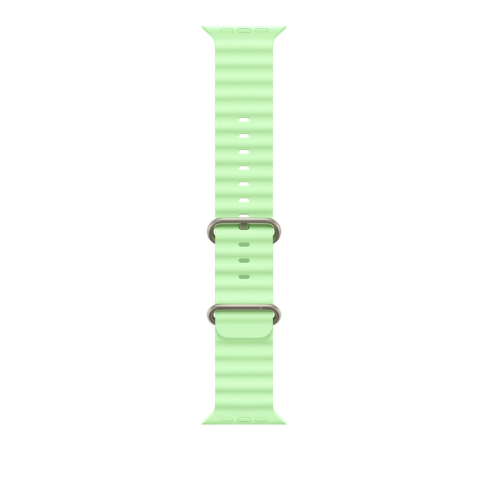 49mm Neon Green Ocean Band - Natural Titanium Finish