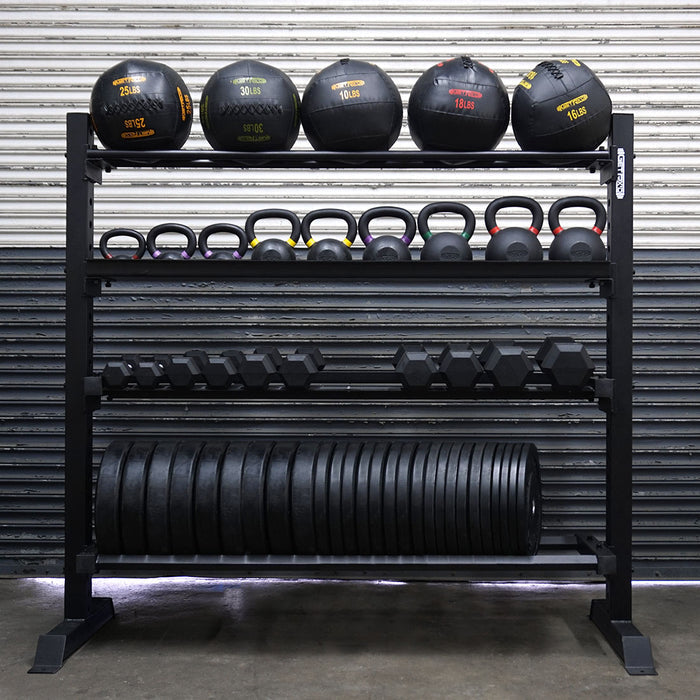 6' Builder® Storage System Rack utilizes 2x 72" Upright Post and 6' Builder® Storage System Shelves