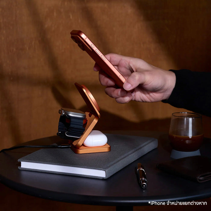 แท่นชาร์จไร้สายพับได้ Adam Element Mag 3 Ultra 3-in-1 มาตรฐาน Qi2.2 25W สำหรับ iPhone, AirPods และ Apple Watch ชาร์จเร็ว ปลอดภัย ดีไซน์อะลูมิเนียมพรีเมียม