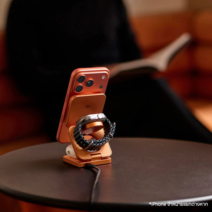 แท่นชาร์จไร้สายพับได้ Adam Element Mag 3 Ultra 3-in-1 มาตรฐาน Qi2.2 25W สำหรับ iPhone, AirPods และ Apple Watch ชาร์จเร็ว ปลอดภัย ดีไซน์อะลูมิเนียมพรีเมียม