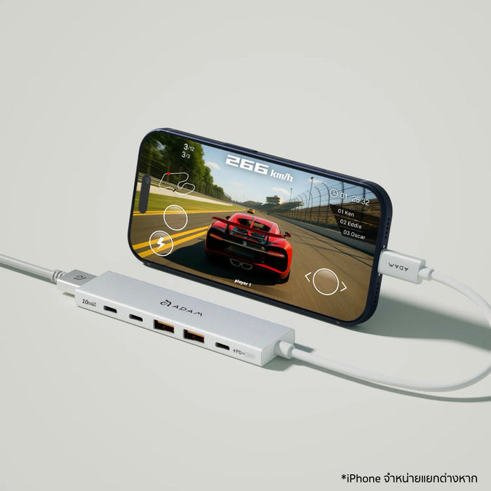 ADAM elements Hub USB-C 6-in-1 รองรับ 10Gbps, PD 100W และ HDMI 4K@60Hz ใช้งานได้กับ MacBook, iPad และ Windows เชื่อมต่อครบในตัวเดียว