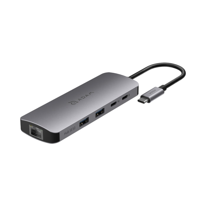 ADAM elements Hub SE10 USB-C Hub 10-in-1 รองรับ 4K@60Hz, 100W PD, LAN RJ45, SD/TF และ Audio ครบจบในตัวเดียว