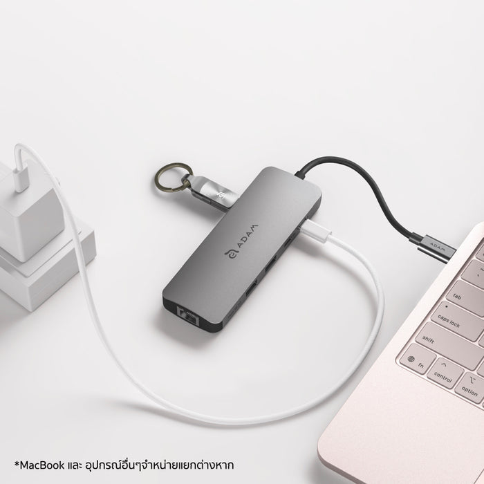 ADAM elements Hub SE10 USB-C Hub 10-in-1 รองรับ 4K@60Hz, 100W PD, LAN RJ45, SD/TF และ Audio ครบจบในตัวเดียว