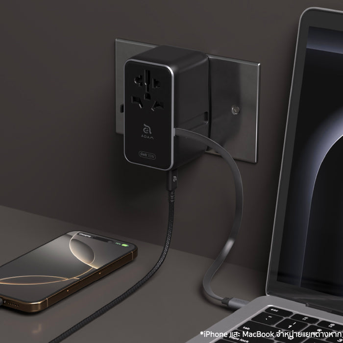 หัวชาร์จ ADAM elements Omnia T70L 70W พร้อมสาย USB-C สีดำ