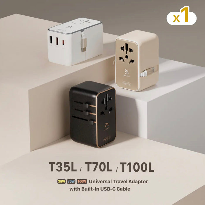 หัวชาร์จ ADAM elements Omnia T70L 70W พร้อมสาย USB-C สีดำ