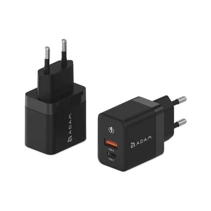 ADAM elements OMNIA X35A GaN 35W USB-C and USB-A Compact Charger TH Plug-Black