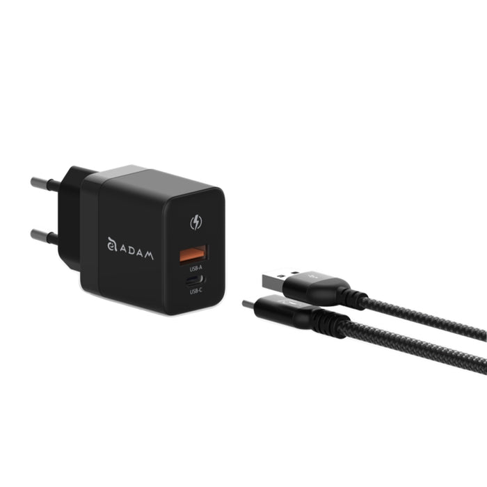 ADAM elements OMNIA X35A GaN 35W USB-C and USB-A Compact Charger TH Plug-Black