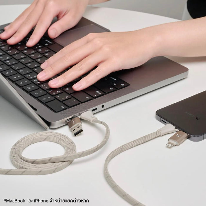 สายชาร์จ Adam Element PeAk 4 in 1 Magnetic Flat Cable 60W รองรับ USB-C, USB-A, Lightning ดีไซน์ทนทาน ชาร์จเร็วสูงสุด 60W ใช้ได้หลายอุปกรณ์