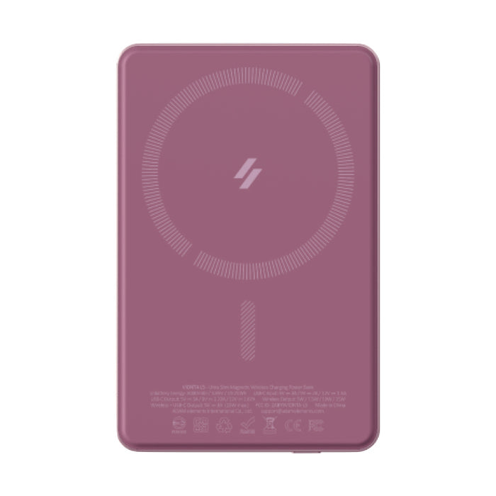 แบตเตอรี่สำรองพกพา ADAM elements Vionta L10 Ultra Slim Magnetic Wireless Charging 10K - Pink