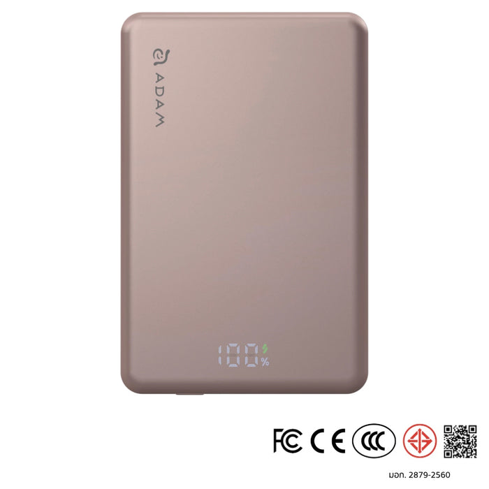 แบตเตอรี่สำรองพกพา ADAM elements Vionta L10 Ultra Slim Magnetic Wireless Charging 10K - Pink