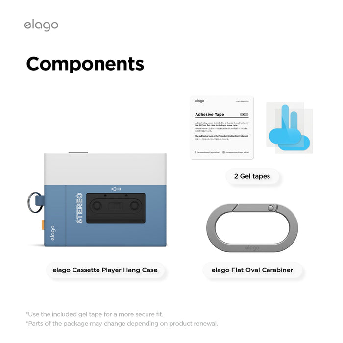 เคสซิลิโคน AirPods Pro 3 Cassette Player Hang Case - Blueder ภายในกล่อง แบรนด์ ELAGO