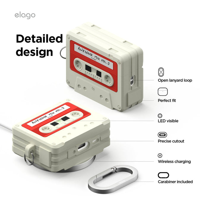 เคสซิลิโคน Cassette Tape สำหรับ AirPods Pro 3 ช่องตัดแม่นยำ แบรนด์ ELAGO