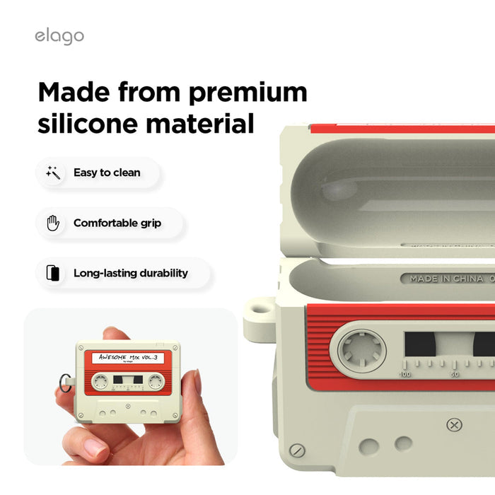 เคสซิลิโคน Cassette Tape สำหรับ AirPods Pro 3 วัสดุพรีเมียม แบรนด์ ELAGO