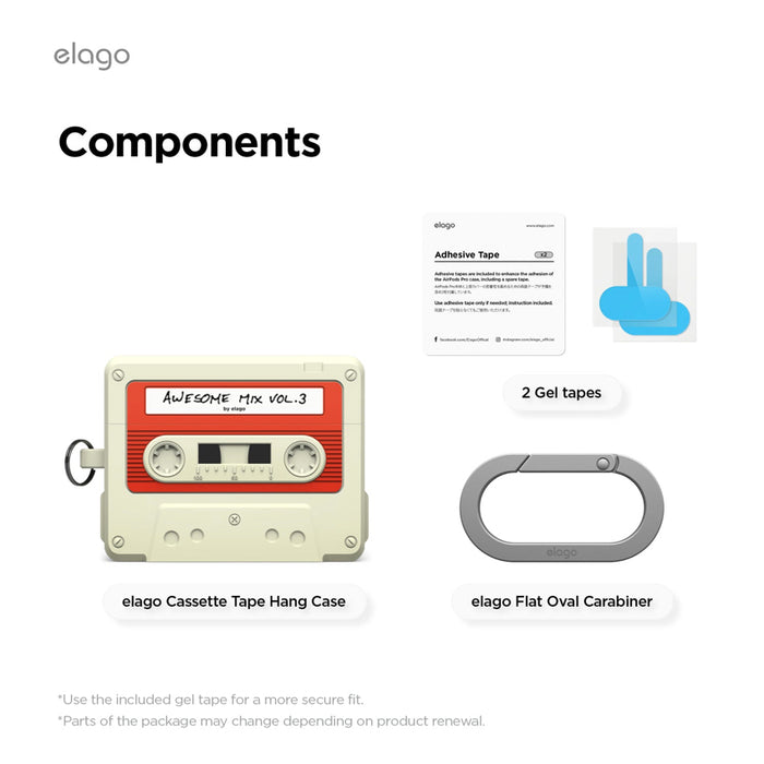 เคสซิลิโคน Cassette Tape สำหรับ AirPods Pro 3 ภายในกล่อง แบรนด์ ELAGO