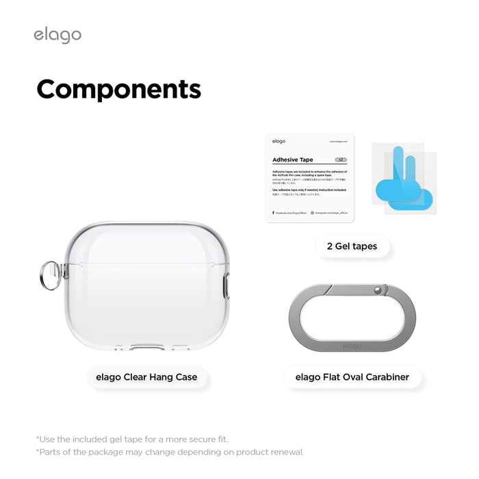 เคส Clear Hang Case - Transparent สำหรับ AirPods Pro 3 ภายในกล่อง แบรนด์ ELAGO