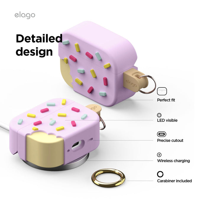 เคสซิลิโคน Ice Cream - Lavender สำหรับ AirPods Pro 3 ช่องตัดแม่นยำ แบรนด์ ELAGO