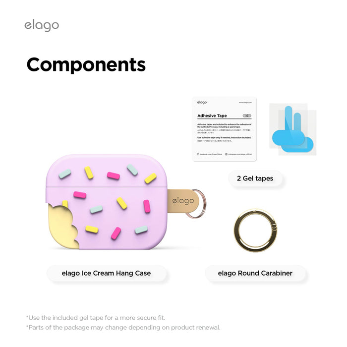 เคสซิลิโคน Ice Cream - Lavender สำหรับ AirPods Pro 3 ภายในกล่อง แบรนด์ ELAGO