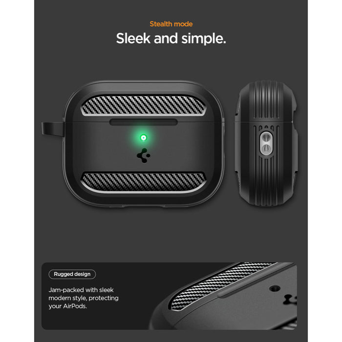 เคส Rugged Armor สำหรับ AirPods Pro 3 - Matte Black บางเฉียบ เรียบง่าย แบรนด์ SPIGEN