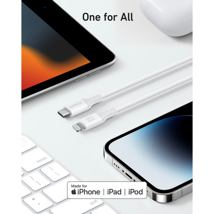 สายชาร์จ Anker 542 USB-C to Lightning (Bio-Based) ยาว 180 ซม สี White