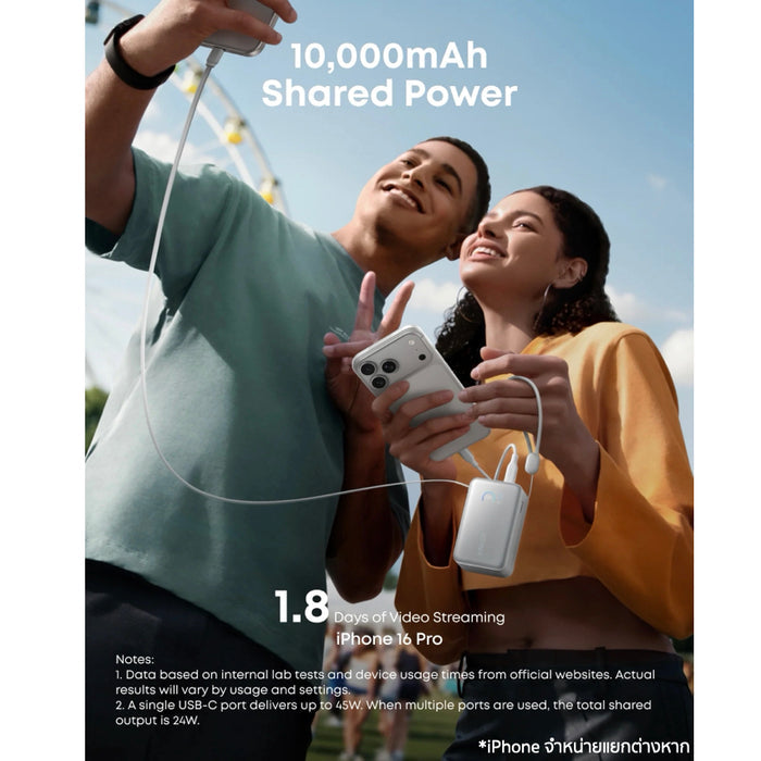 แบตเตอรี่สำรอง Anker Nano ความจุ 10000mAh กำลังไฟสูงสุด 45W - White