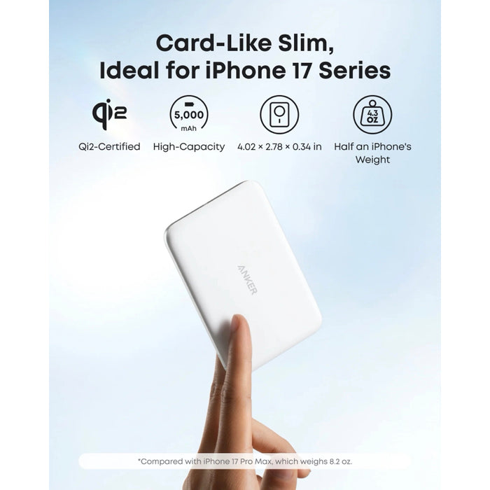 แบตเตอรี่สำรองพกพา Anker Nano Slim ความจุ 5000 มิลลิแอมป์ - White