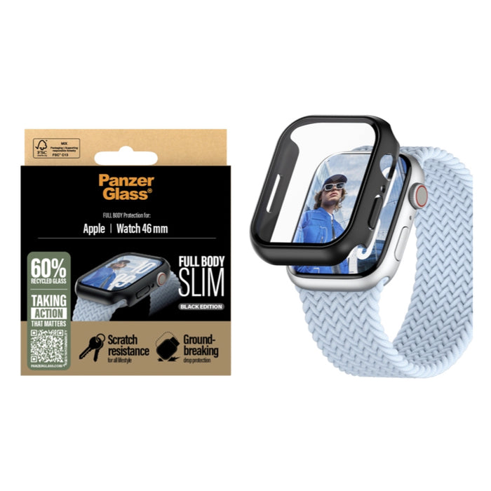 เคสพร้อมฟิล์มกระจก Apple Watch 10 PanzerGlass Full Body Slim สี Black