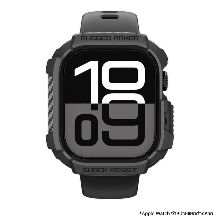 Spigen Rugged Armor 2 เคส Apple Watch 11 วัสดุ TPU พรีเมียม กันกระแทก ดีไซน์คาร์บอนไฟเบอร์ ขอบยกสูง ปกป้องจอและขอบ ใช้งานครบทุกฟังก์ชัน
