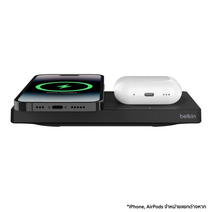 BELKIN แท่นชาร์จไร้สาย Boost Charge แบบ 2 in 1 รองรับ MagSafe สีดำ