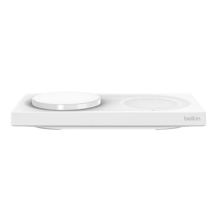 BELKIN แท่นชาร์จไร้สาย Boost Charge แบบ 2 in 1 รองรับ MagSafe สีขาว