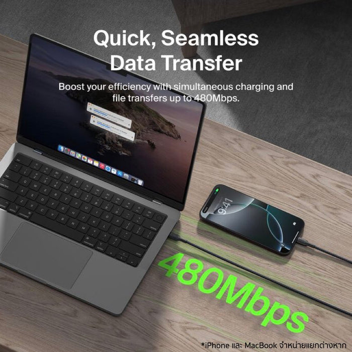 สายชาร์จ Belkin BoostCharge Pro USB-A to USB-C 15W ยาว 3 เมตร - Black