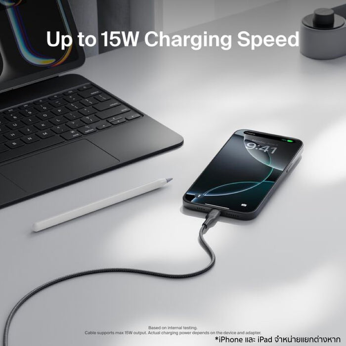 สายชาร์จ Belkin BoostCharge Pro USB-A to USB-C 15W ยาว 3 เมตร - Black