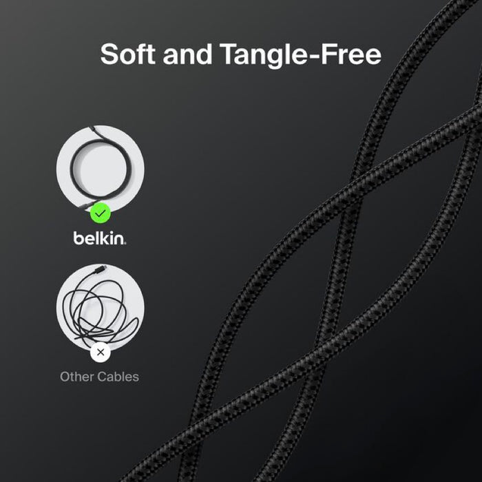 สายชาร์จ Belkin BoostCharge Pro USB-A to USB-C 15W ยาว 3 เมตร - Black