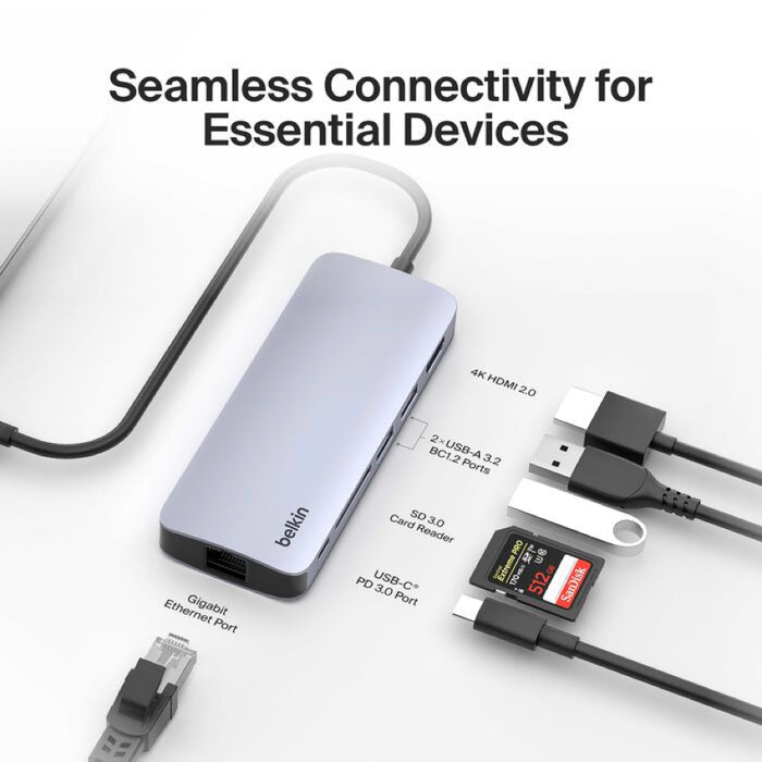Belkin Type-C Hub สำหรับโน้ตบุ๊กและแท็บเล็ต