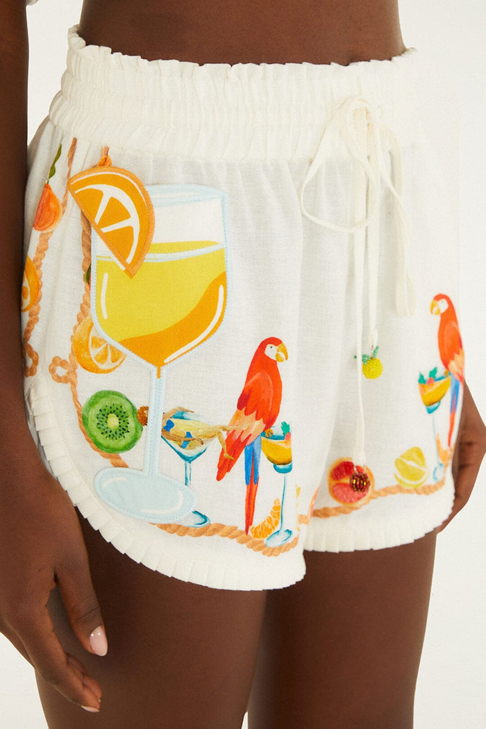 FARM Rio model wearing the Biricutico Scarf Off-White Short