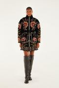 FARM Rio model wearing the Black Marvelous Garden Puffer Jacket