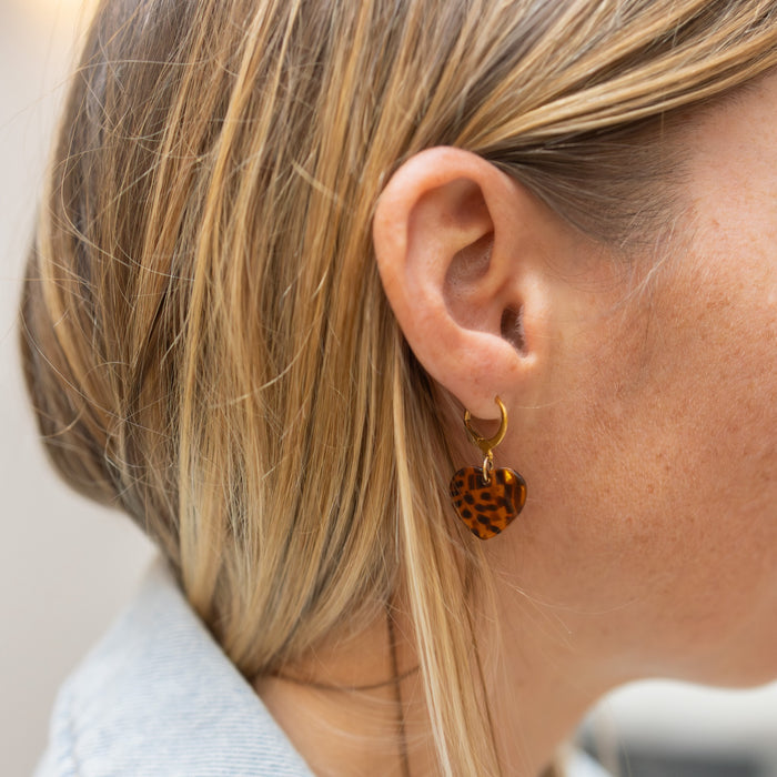 Boucles d'oreilles Coeurs Acétate - écailles de tortue