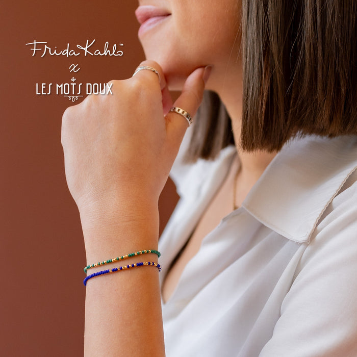 Bracelet code morse Frida Kahlo - Viva la vida - cobalt