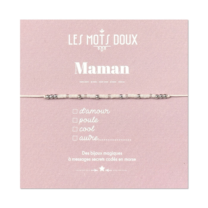 Bracelet Code Morse : Maman (Blanc)