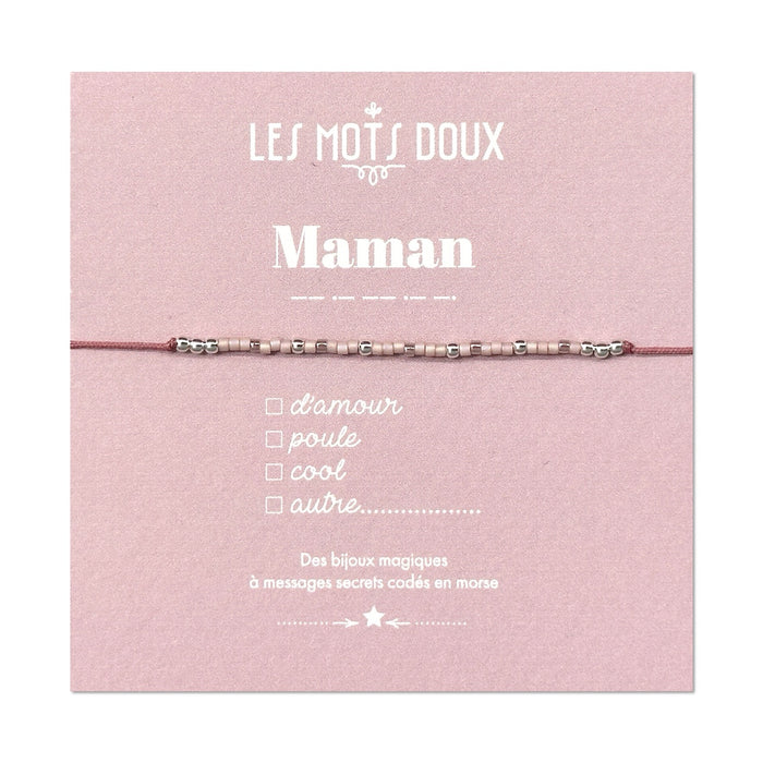 Bracelet Code Morse : Maman (Rose)