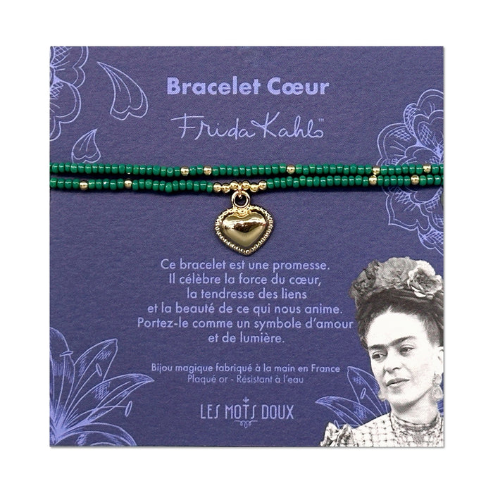 Bracelet Frida Kahlo - Coeur - vert