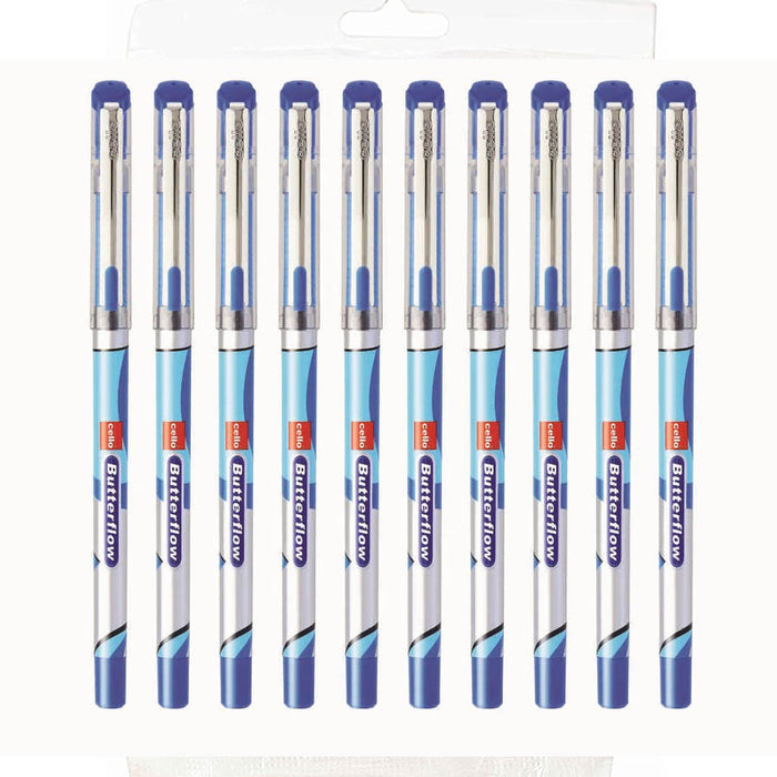 Cello Butterflow Ball Pen Set (Pack of 10 pens - Blue)