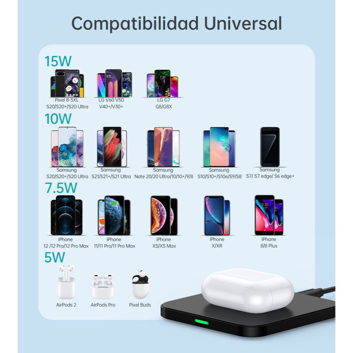 แท่นชาร์จไร้สาย CHOETECH 15W ดีไซน์บางเฉียบ รองรับ Qi ชาร์จเร็วสูงสุด 10W ใช้งานได้กับสมาร์ทโฟนและอุปกรณ์ไร้สายหลากหลายรุ่น
