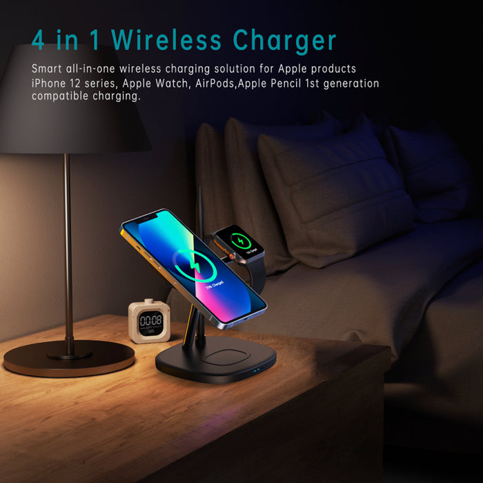 แท่นชาร์จไร้สาย Choetech 4 in 1 wireless charger ขนาด 10 วัตต์ สี Black