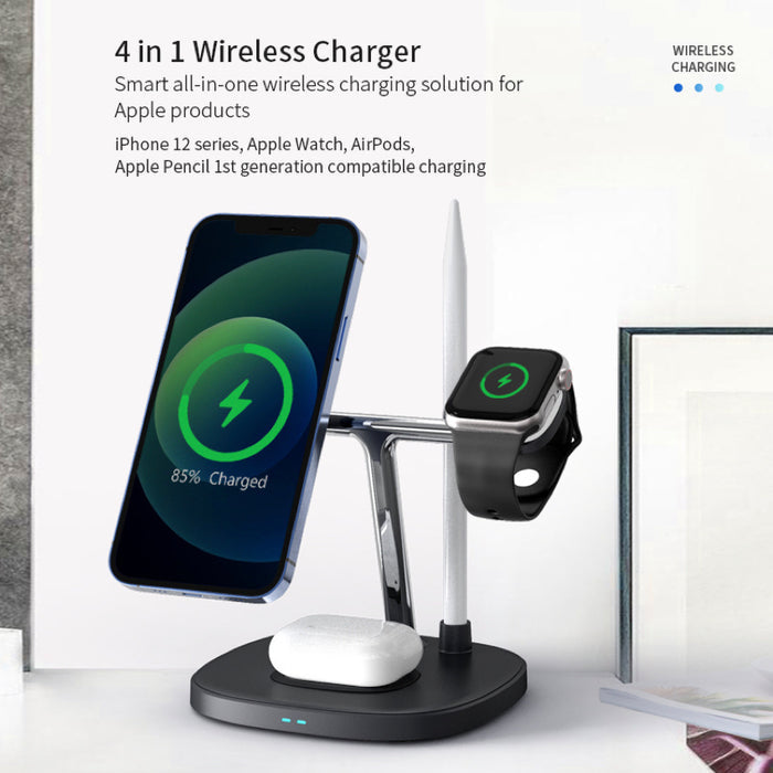 แท่นชาร์จไร้สาย Choetech 4 in 1 wireless charger ขนาด 10 วัตต์ สี Black
