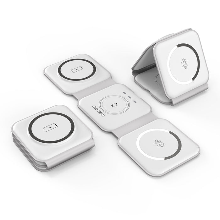 แท่นชาร์จไร้สาย Choetech แบบ 3 in 1 15 วัตต์ สี White