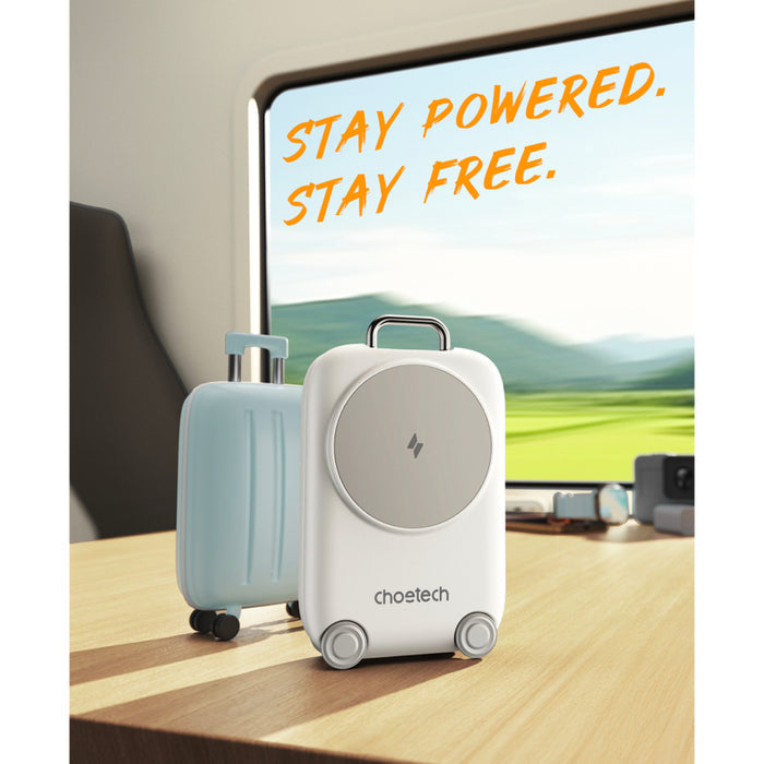 แท่นชาร์จไร้สาย Choetech Luggage Magleap 3 in 1 Magnetic 15W - White